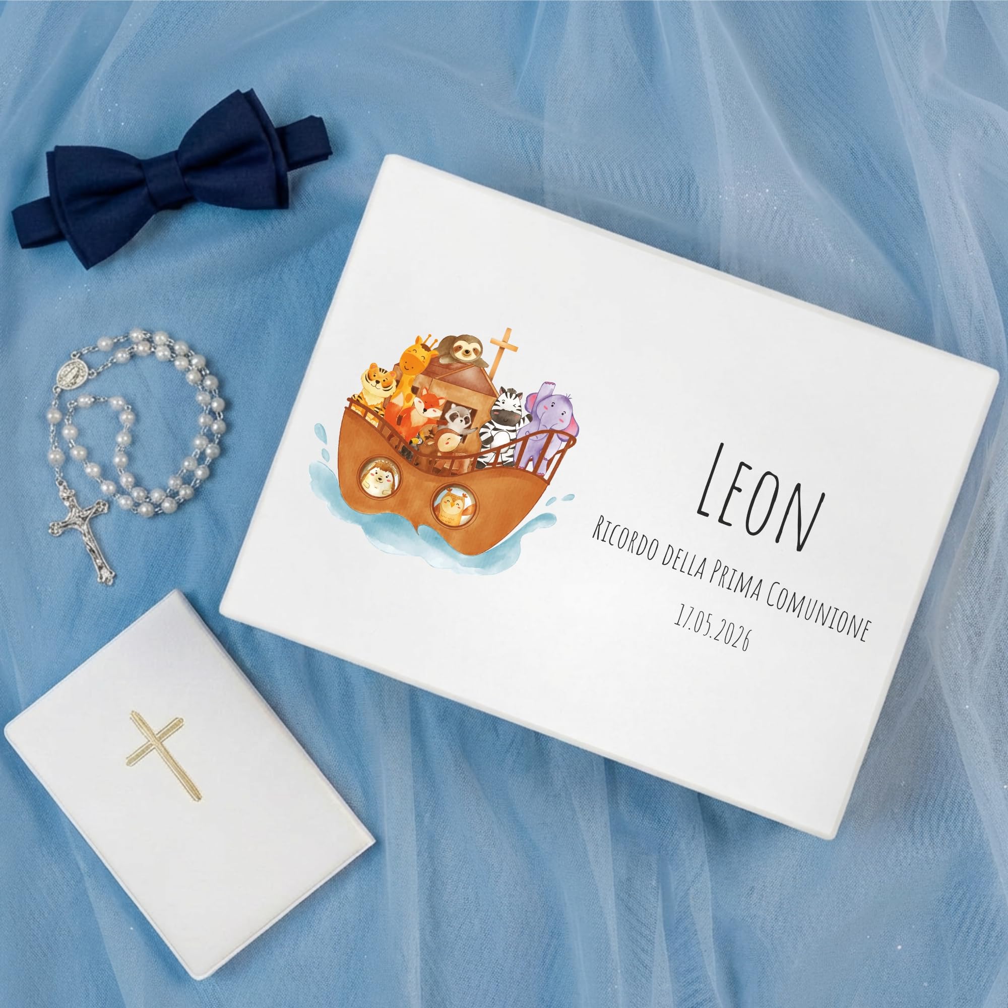 Creative Deco Prima Comunione Scatola di Regalo Personalizzato | Scatola della Memoria in Legno per Bambino/Bambina | Personalizzata - Bambino con Capelli Chiari | Incisione | per Ragazzo e Ragazza