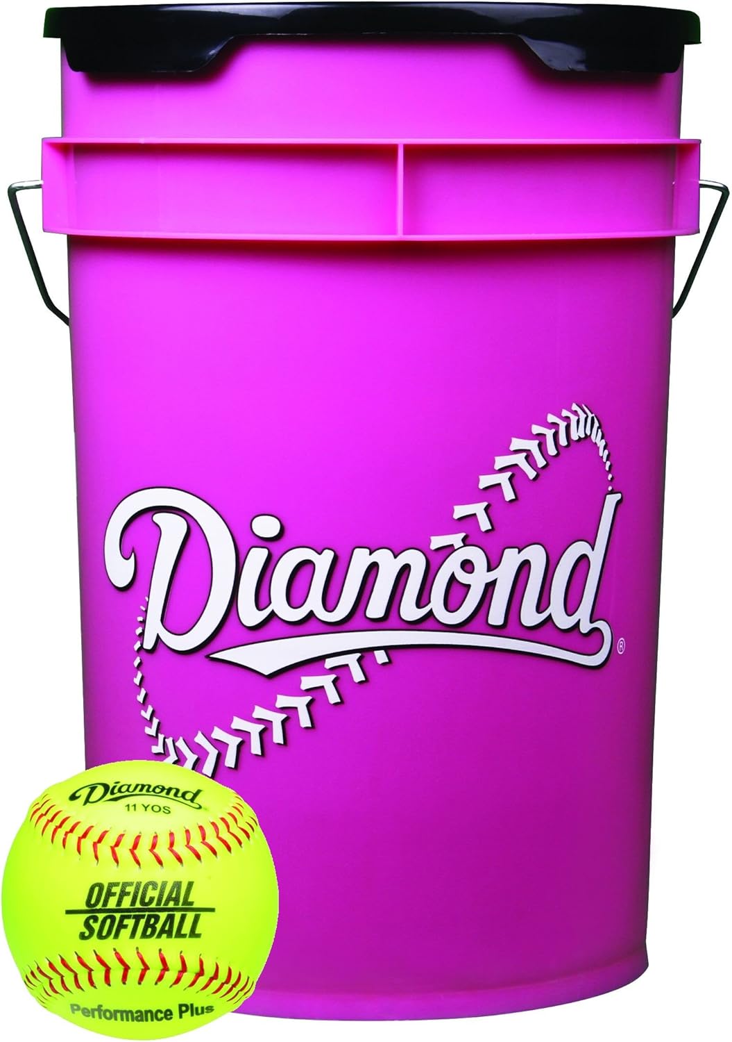 Diamond 6-Gallon Pink Ball Bucket with 18 11YOS 11-inch Yellow Softballs