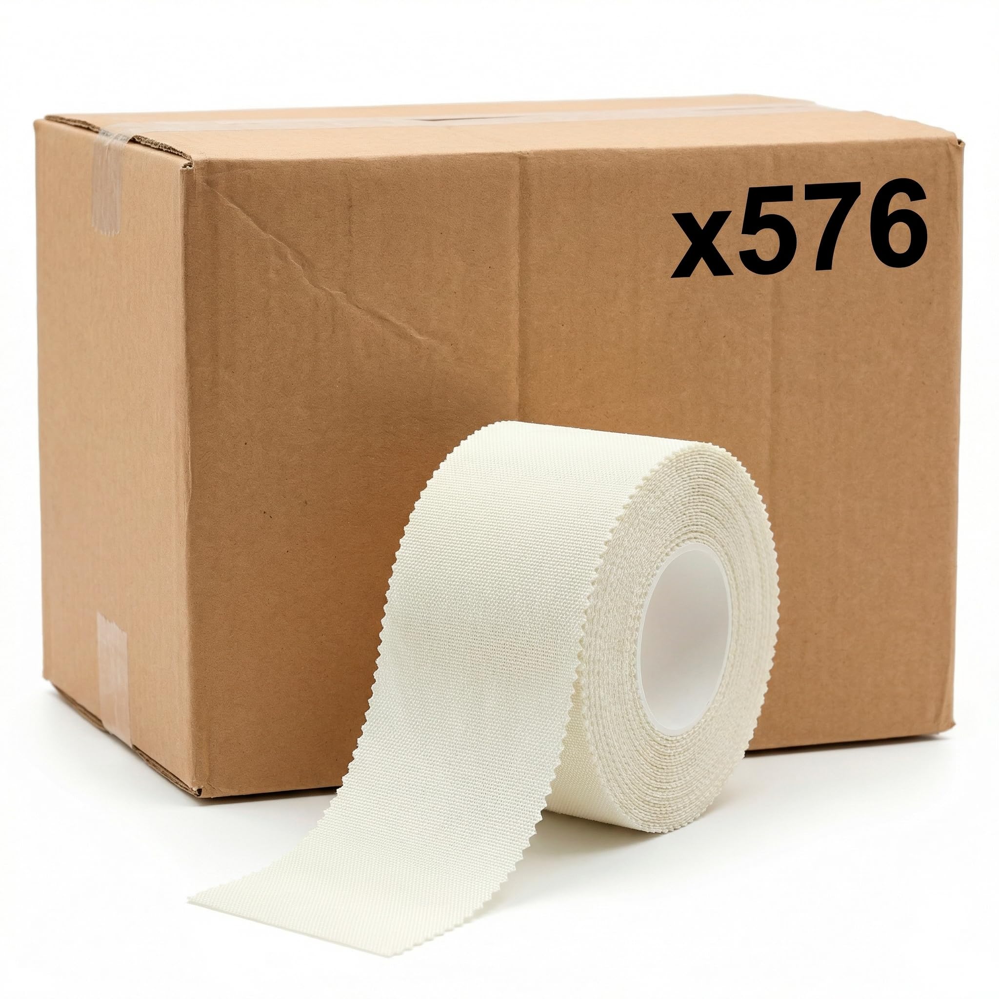 KMINA Esparadrapo de Seda (576 unidades, 48 cajas de 12) 2,50 cm x 5 m Blanco, Transpirable y Sin Látex