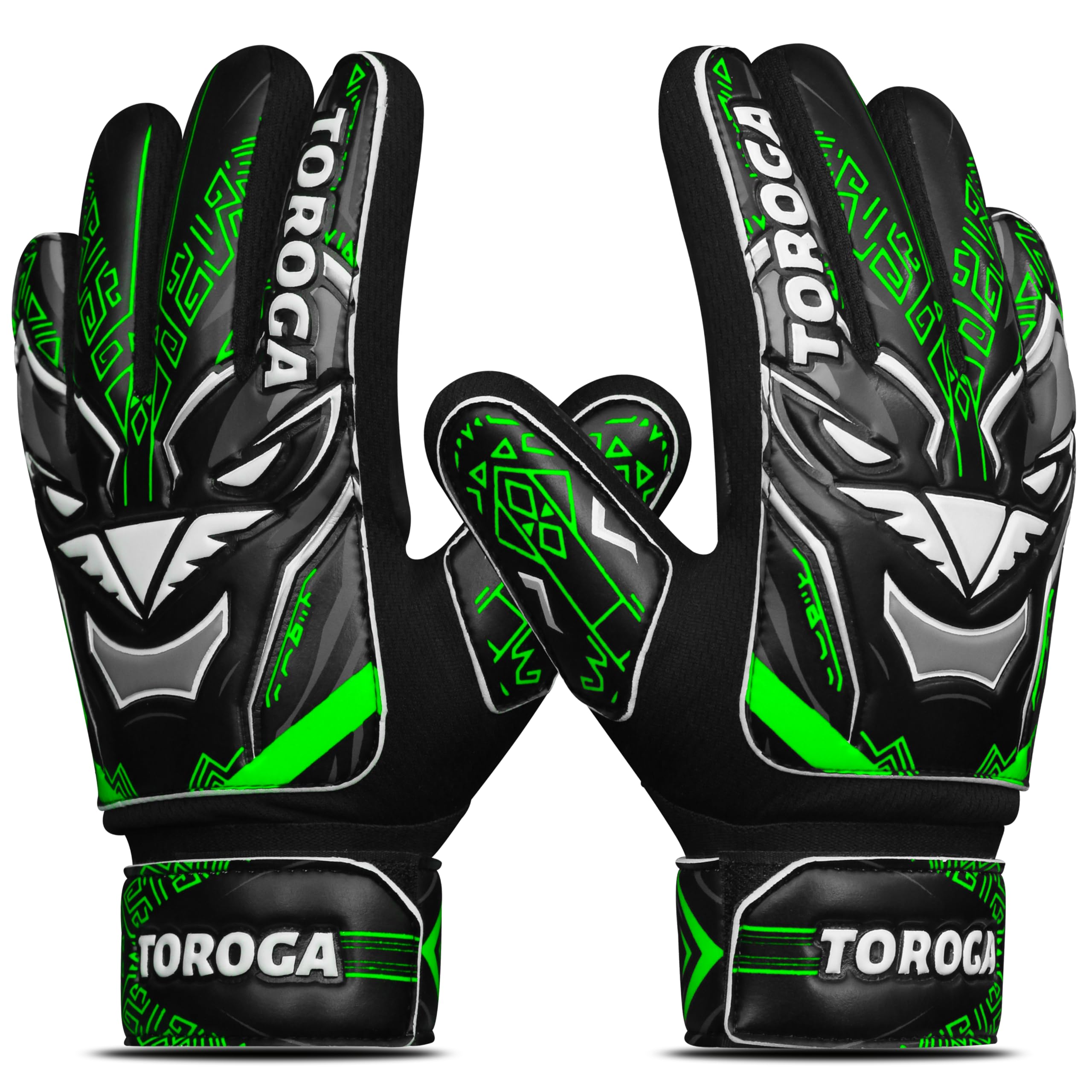 GRIPKNOX Goalie Gloves for Boys (Green, 5)