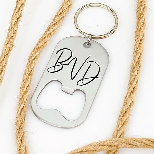 Miniatura 5 de Initials Bottle Opener Personalized Keychain Bottle Gift Safe Attendant Initials Gift Bottle Opener Gift For Man Friend Drinks For Him