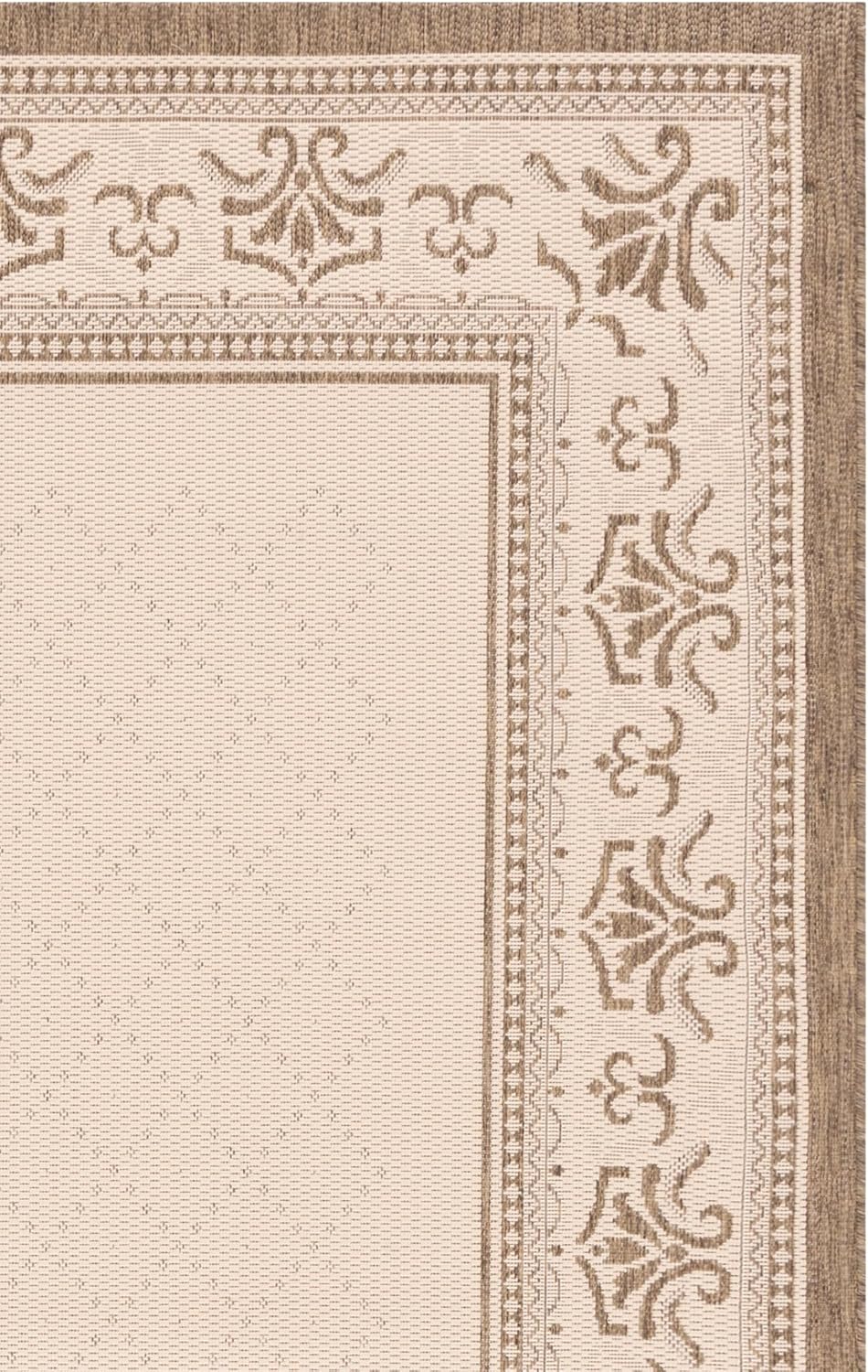 SAFAVIEH Washable Rug Outdoor Courtyard Collection - 5'3" x 7'7", Natural & Brown, Non-Shedding & Easy Cleaning, Ideal for Patio, Backyard, Mudroom (CY0901-3001)
