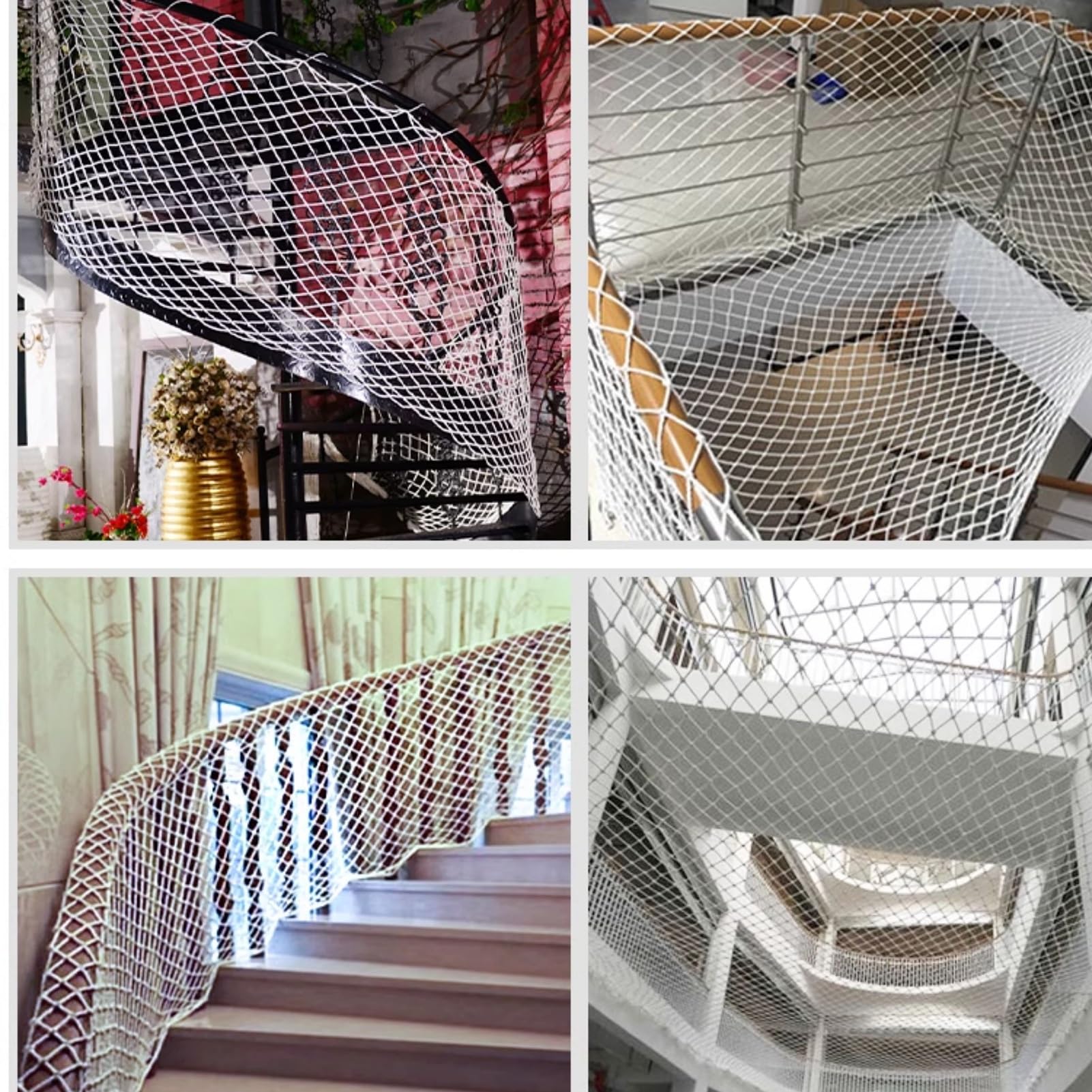 Red de seguridad para balcones, malla de cuerda de nailon para escaleras, balcones y parques infantiles (1 x 1 m), a prueba de niños, fácil de instalar