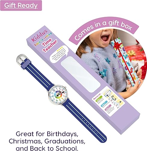 Miniatura 3 de Kiddus Reloj para niños, niños y niñas, reloj de aprendizaje de tiempo para niños, primer reloj de pulsera a partir de 5 años, manecillas de horas y