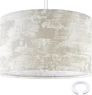 Weewooday Weiß Stoff Lampenschirm Retro-Stil Graubraun Ø 40 x 25 cm