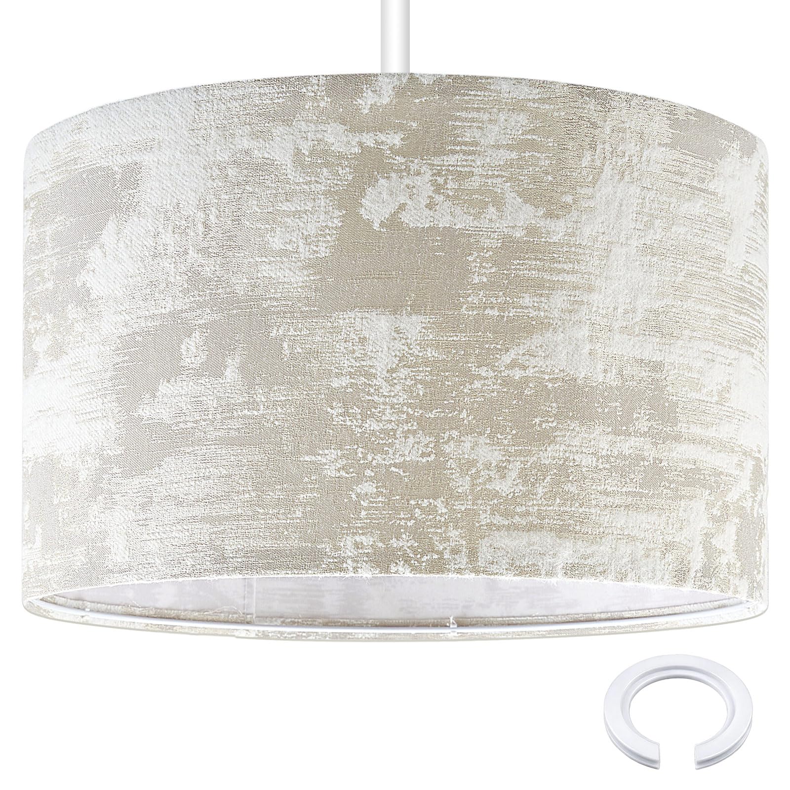 Weewooday 1 Pezzo Paralume in Tessuto in Stile Retrò Ø 40 x 25 cm con Anello Adattatore da E27 a E14 Paralume di Ricambio Rotondo per Lampade a Sospensione Lampade da Terra(Bianco)