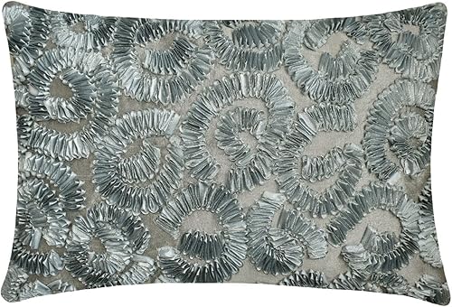 The HomeCentric Juego de 2 fundas de almohada lumbar de 12 x 14 pulgadas (11.8 x 13.8 in), diseño geométrico moderno, color plateado espíritu