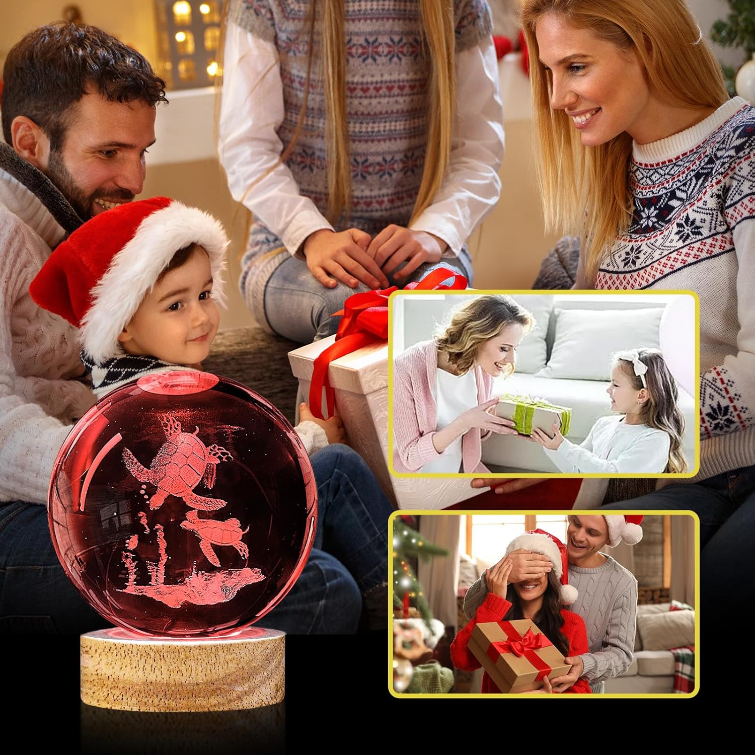 3D Sea Turtle Crystal Ball Night Light with Woodern Base, 3.15“ Sea Turtle Glass Ball Lamp 16 Colors with Remote Control Sea Turtle Figurines Cool Desk Decor Sea Turtle Gifts for Kids Friends Birthday - Image 6