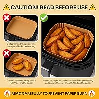 Vista 5 de Mindful Design Forros de papel para freidora de aire, 125 piezas de papel pergamino, forro desechable para freidora de aire para microondas, forros