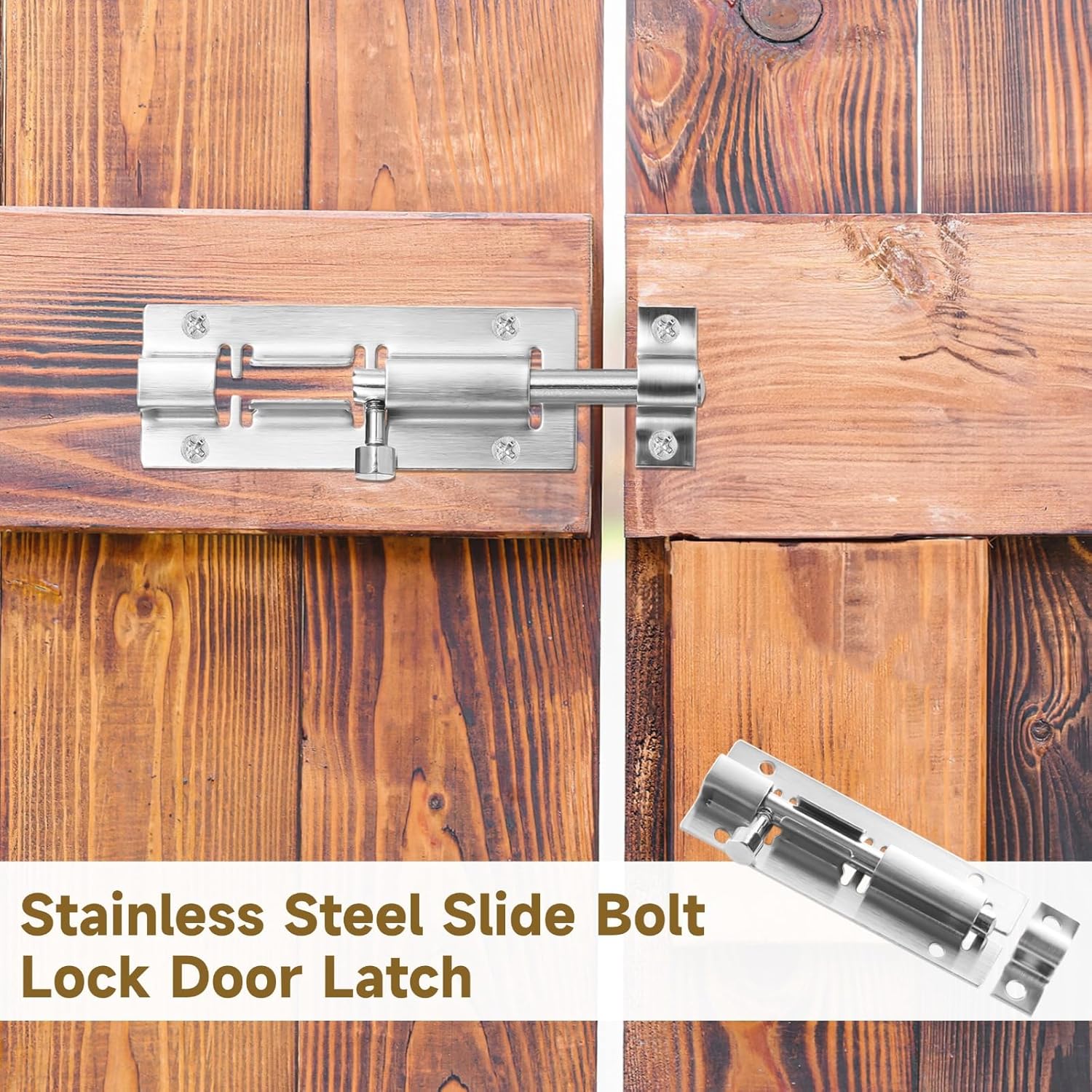 3-Inch Concise Square Barrel Lock, 20 Pcs Stainless Steel Slide Bolt Latch with Screws, Bolt Lock for Restroom Doors and Windows, Quality Door Bolts for Inside Door