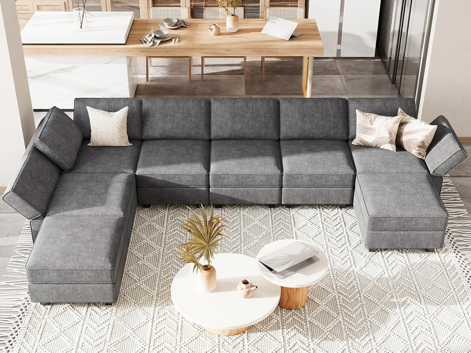 Belffin Modular Sectional Sleeper Sofa Bed Convertible Sectional Couches for Living Room. Dark Gery Couch