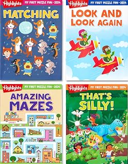 Highlights My First Puzzle Fun 2024: 4-Book Set for Kids Ages 3-6 - Mazes, Matching, Spot Differences & Bonus Activity Book