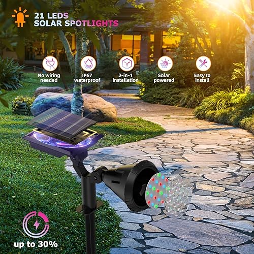 Miniatura 2 de XTGTP Focos Solares Al Aire Libre Cambio De Color, Luces De Mástil De Bandera Ajustables 180, Luces De Jardín Solares Impermeables IP67, Luces De