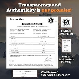 Better Alt Pure Himalayan Shilajit Resin Pack of 1 High Potency Gold Grade 75 Servings for Energy Boost & Immune Support, 85+ Trace Minerals, 75%+ Fulvic Acid, with Lab Test Report,400 mg