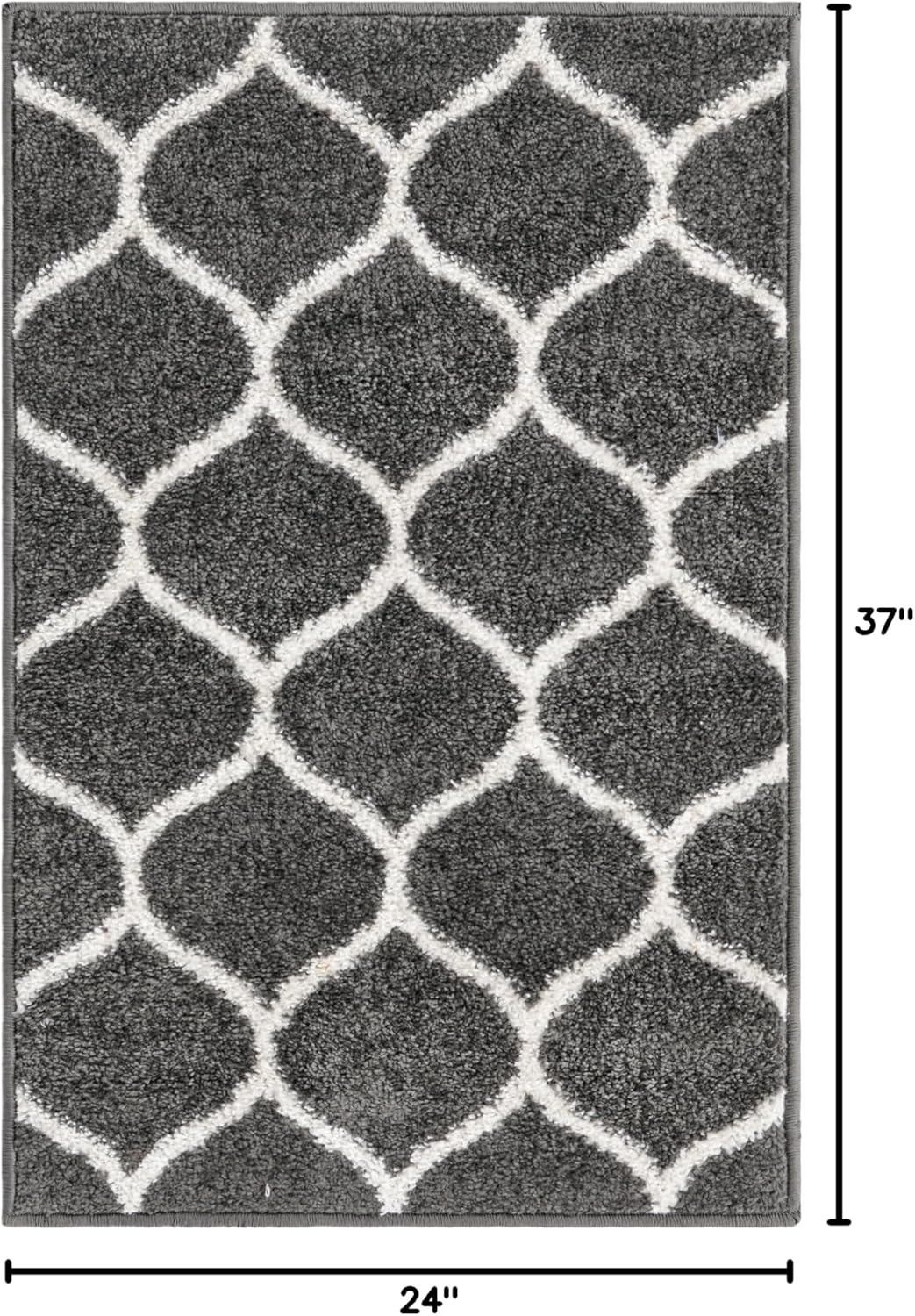 Unique Loom Trellis Frieze Collection Area Rug - Rounded (2' x 3' 1", Dark Gray/ Ivory)