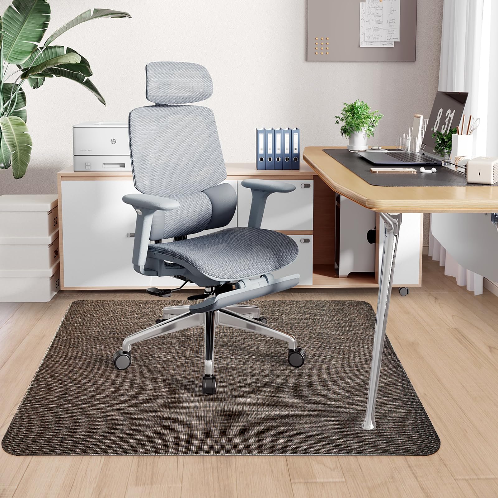 Sycoodeal Office Chair Mat for Hardwood &amp; Tile Floor, 40" x 55" Heavy Duty Computer Gaming Chair Mat for Rolling Chairs Non-Curve, Anti-Slip, Floor Protector for Home Office (Coffee)