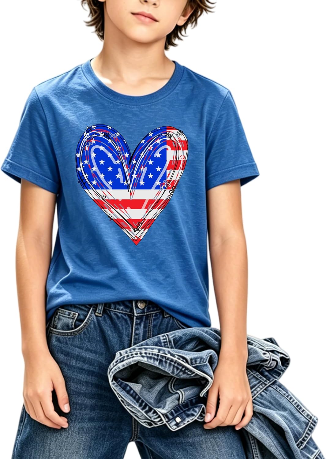 American Flag Shirt Toddler Boys Girls USA Flag Shirts Kids 4th of July T-Shirt Patriotic Tee Tops Outfits 3-10years