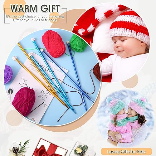 Miniatura 5 de Juego de 6 piezas3 pares de agujas de tejer rectas de aluminio, 0.315in, 0.354in y 0.394in, agujas de tejer de un solo punto de 14 pulgadas, agujas