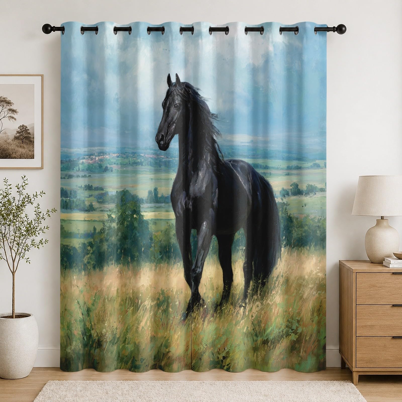 Rideau occultant anti-froid et vis-à-vis animal cheval 140x245 cm