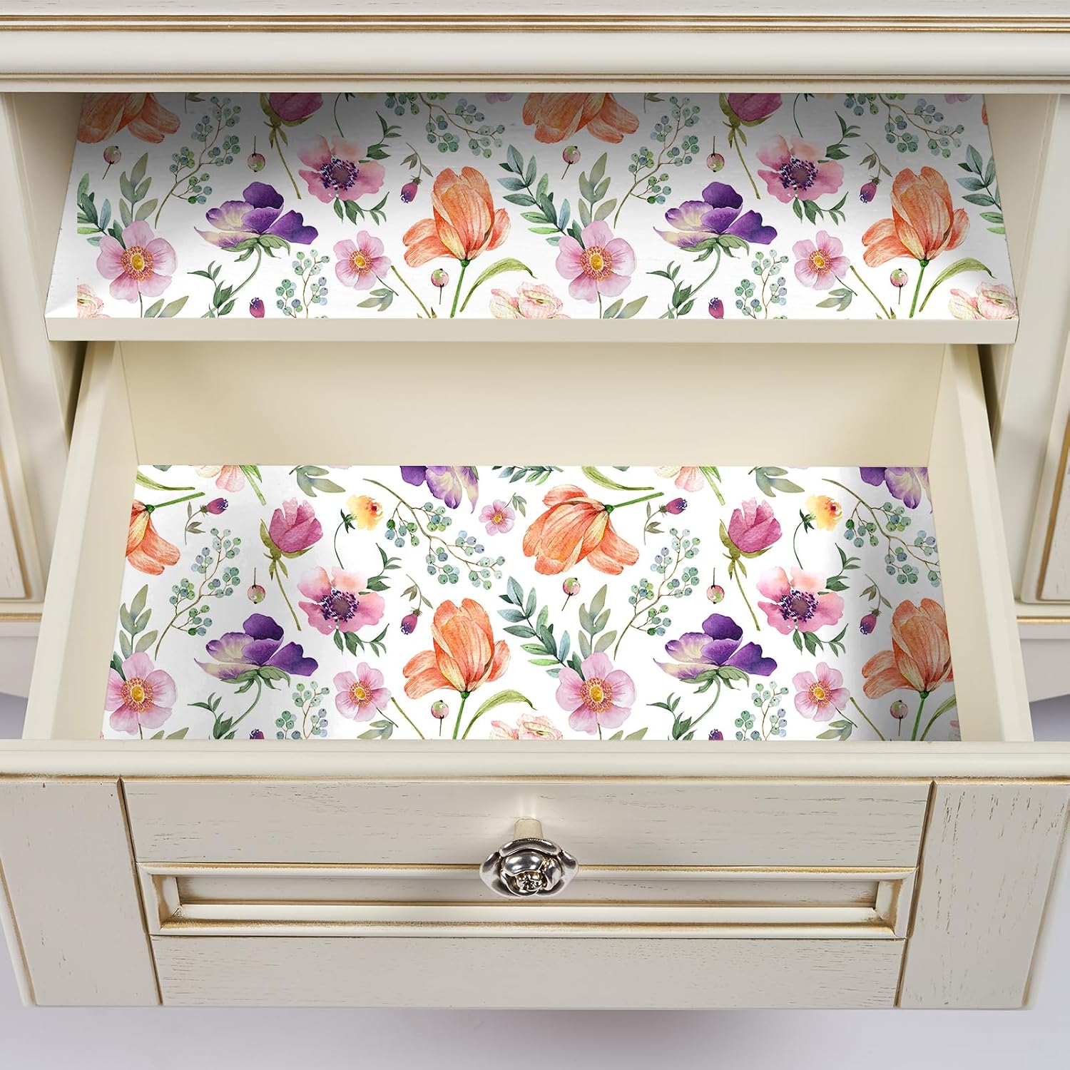 Wildflowers Peel and Stick Wallpaper Pink Purple Orange Colorful Floral Wallpaper for Girls Bedroom Removable Botanical Spring Flower Wall Paper Watercolor Floral Contact Paper 12"x118"