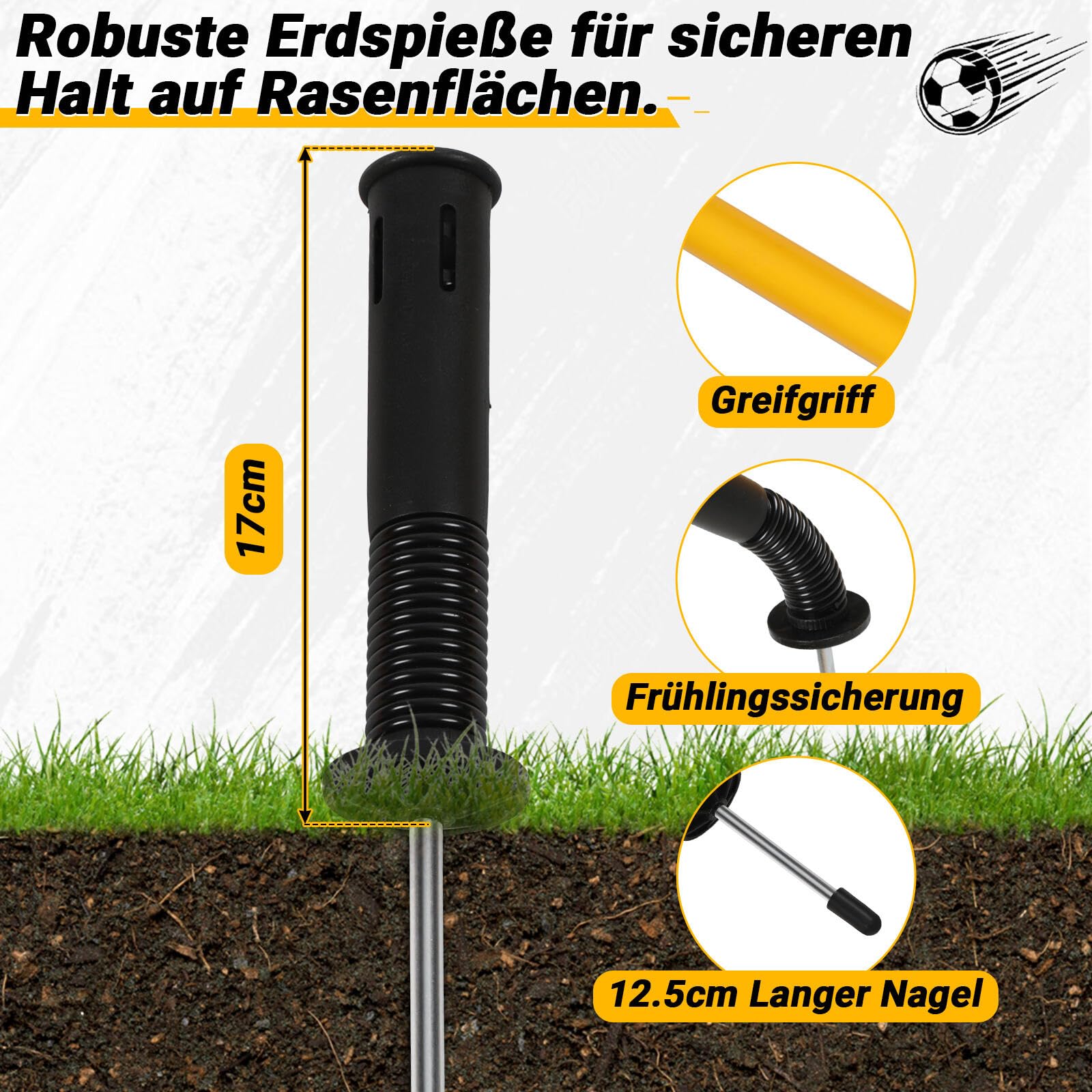 Slalomstangen Fussball Set, Slalom Poles, Slalom Stangen mit Feder, Sprunghafte Agilität Stangen, Fussball trainingszubehör für Koordinationstraining Hundesport