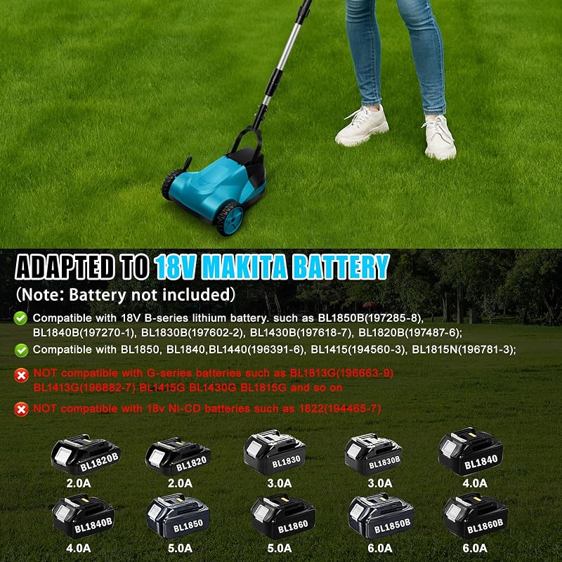Kézi fűnyíró, kefe nélküli motorral, 21 cm vágásszélességgel, Makita 18V akkumulátoros kompatibilitás 3 magasságállítással