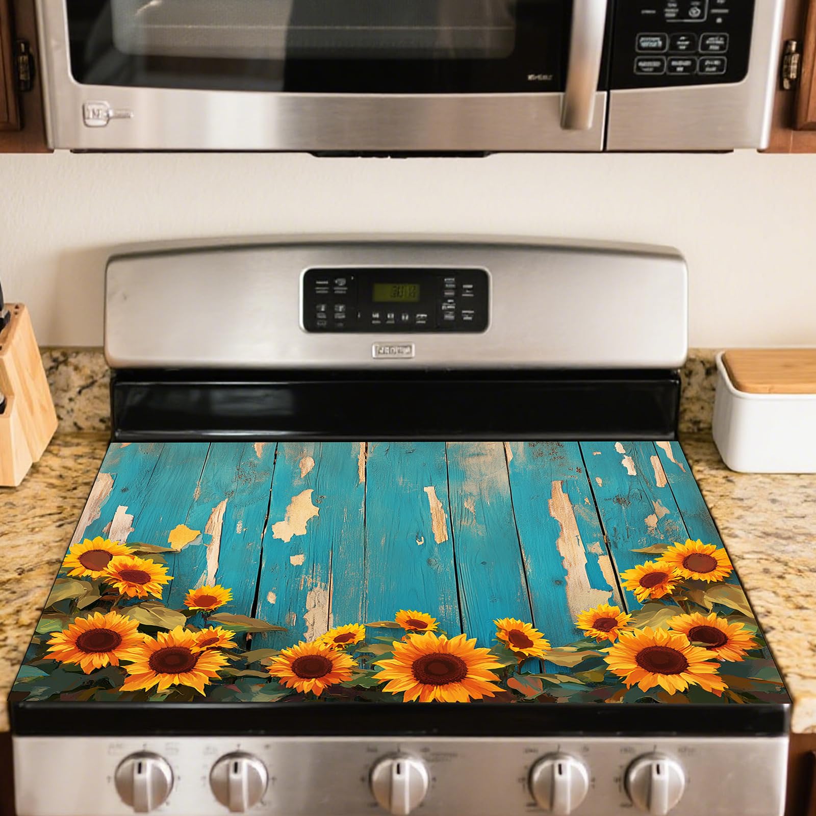 Nuxovilar Wood Sunflower Stove Cover Diatom Mud 28.35x20.47 In