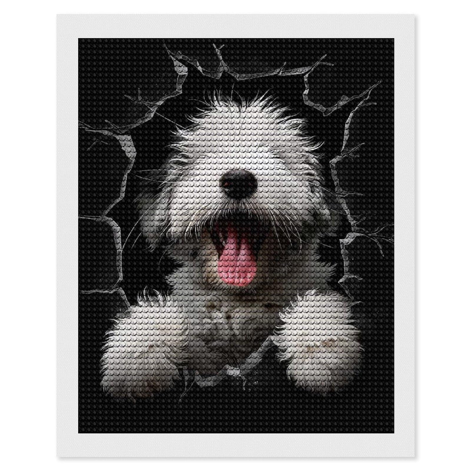 Junmoney Old English Sheepdog Dog Diamond Painting Canvas Kit 16"x20", Leisure Activity, Aesthetic Room Decor, with Tool Kit, DIY, Gift