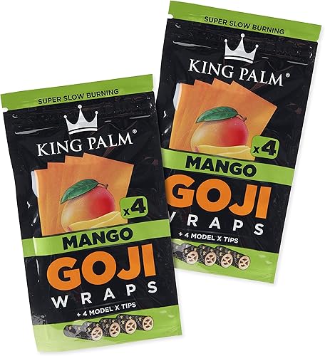 Miniatura 1 de King Palm Goji Berry Wraps - Puntas de filtro prerolled - Papel rodante totalmente natural - 4 envolturas 2 bolsas - Mango