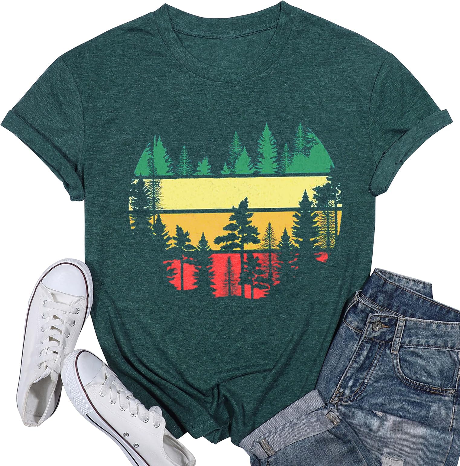 Cowgirls Shirt for Women Country Music Tee Western Vacation OutfitsSunset Boho Cow Graphic Tops