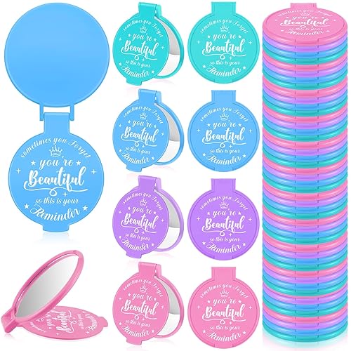 Miniatura 8 de 36 piezas de espejo compacto inspirador de 2.76 pulgadas, espejo redondo de vidrio para maquillaje, monedero personal, mini espejo, regalos para