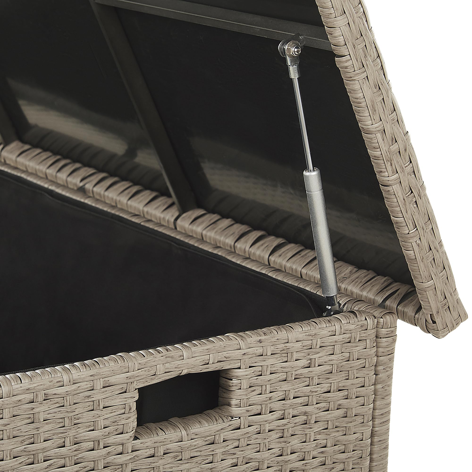 Beliani Coffre de Rangement Extérieur 126 x 46 cm en Rotin Beige Taupe Idéal pour Stockage d'Accessoires de Jardin et Coussins Durable et Décoratif