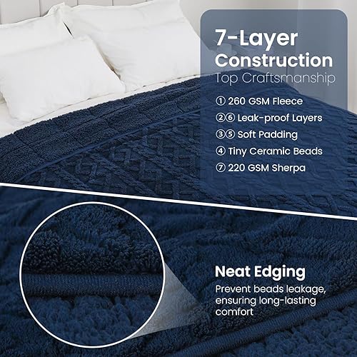 Miniatura 6 de Manta con peso tamaño Queen de 60 x 80 pulgadas, manta de cama sherpa suave y elegante, 15 libras para calmar y calmar, manta pesada decorativa