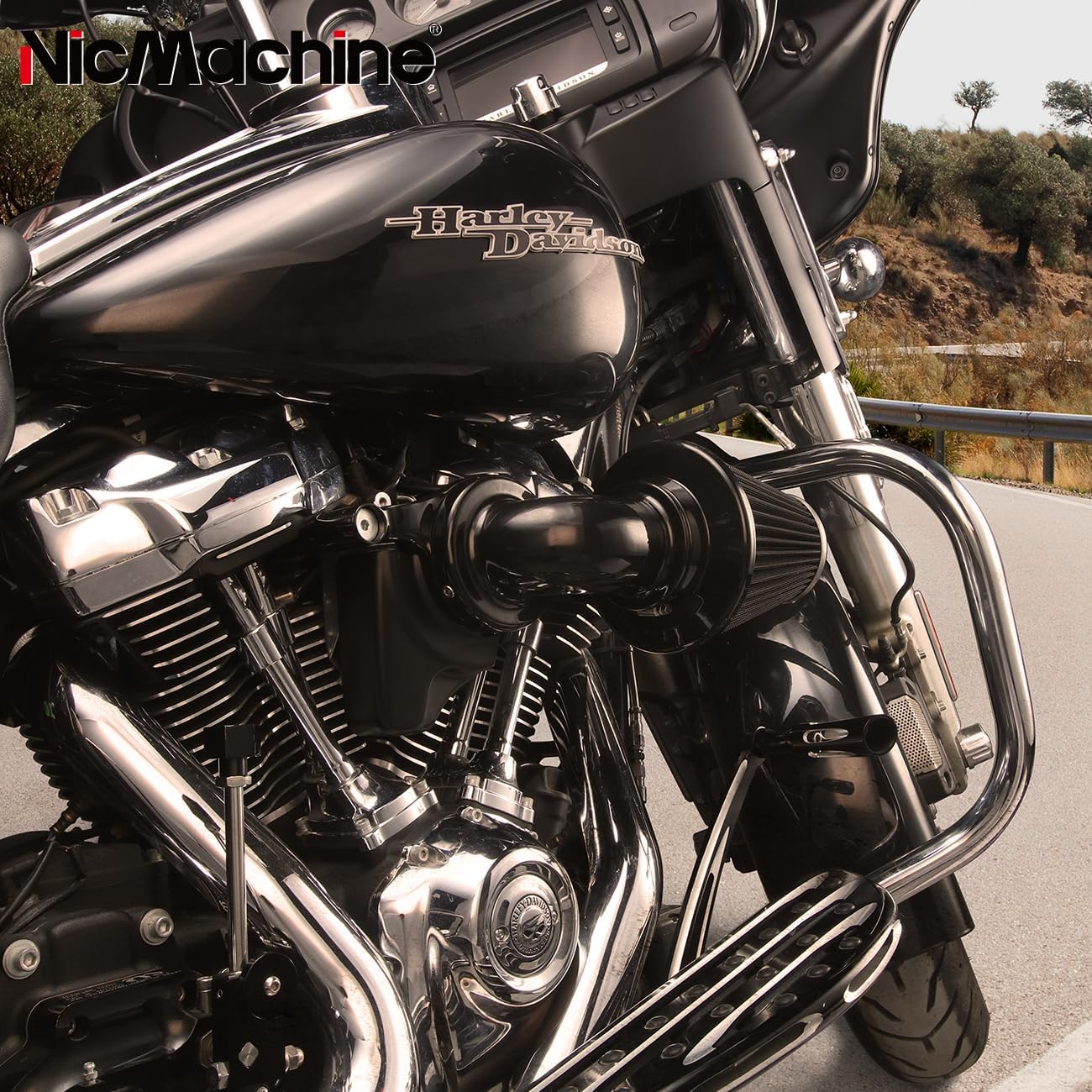 Big Sucker cone Air filter intake for harley air Cleaner Sportster Softail fatboy heritage dyna touring street road king Glide (Nake - BLACK, TypeB: Touring 01-07, Softail Dyna 99-15)