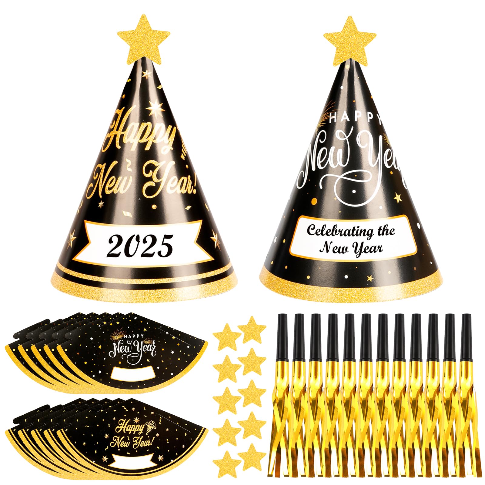 30 Stück Silvester-Deko 2025 Set – Goldene Luftschlangen, Happy New Year Deko Für Party & Fotobox