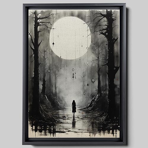 Framed Canvas Wall Art, Moon Phases Canvas Prints, Minimalist Modern Home, Artwork Boho Decoration for Living Room, Bedroom, Canvas Wall Art, Decor