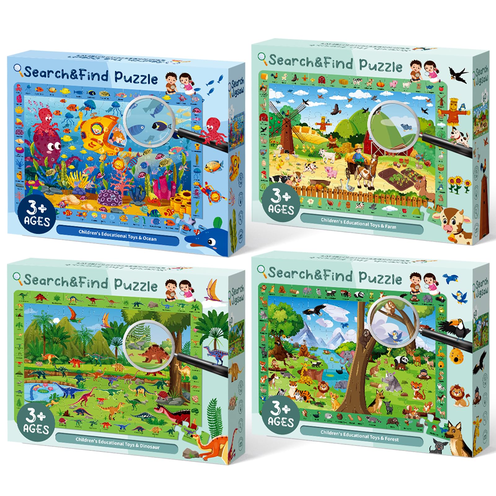 Juego de rompecabezas 4 en 1 para niños – Puzzle educativo de 60 piezas, divertido regalo de Navidad y cumpleaños para niños de 3 a 8 años