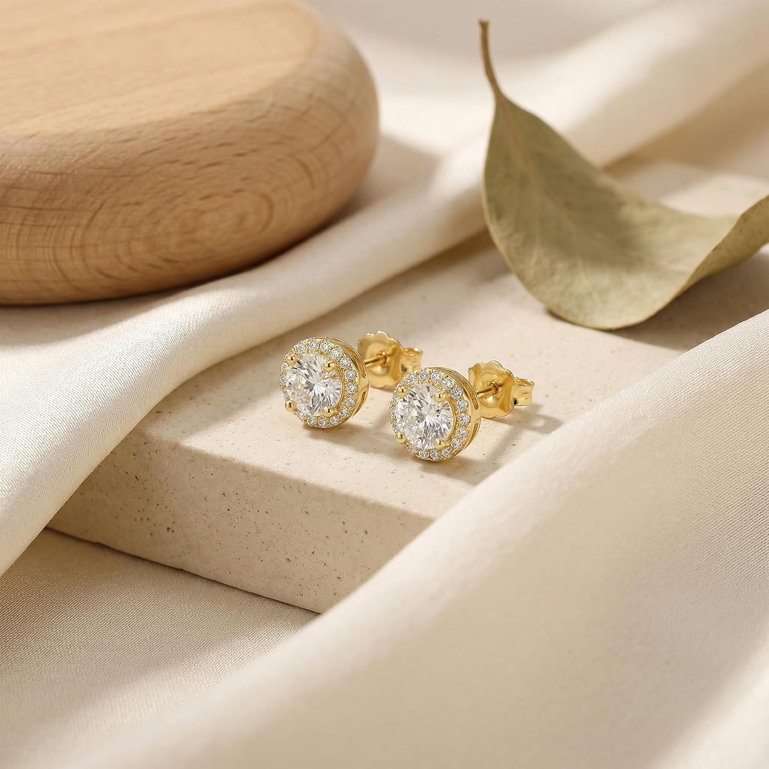 14K Gold Earrings for Women Gold Studs Earrings for Women Cubic Zirconia Earring studs for Womens Stud Radiate Luxury with Delicate cz Stud Earring for Womens 6.5/7.5/8.5mm