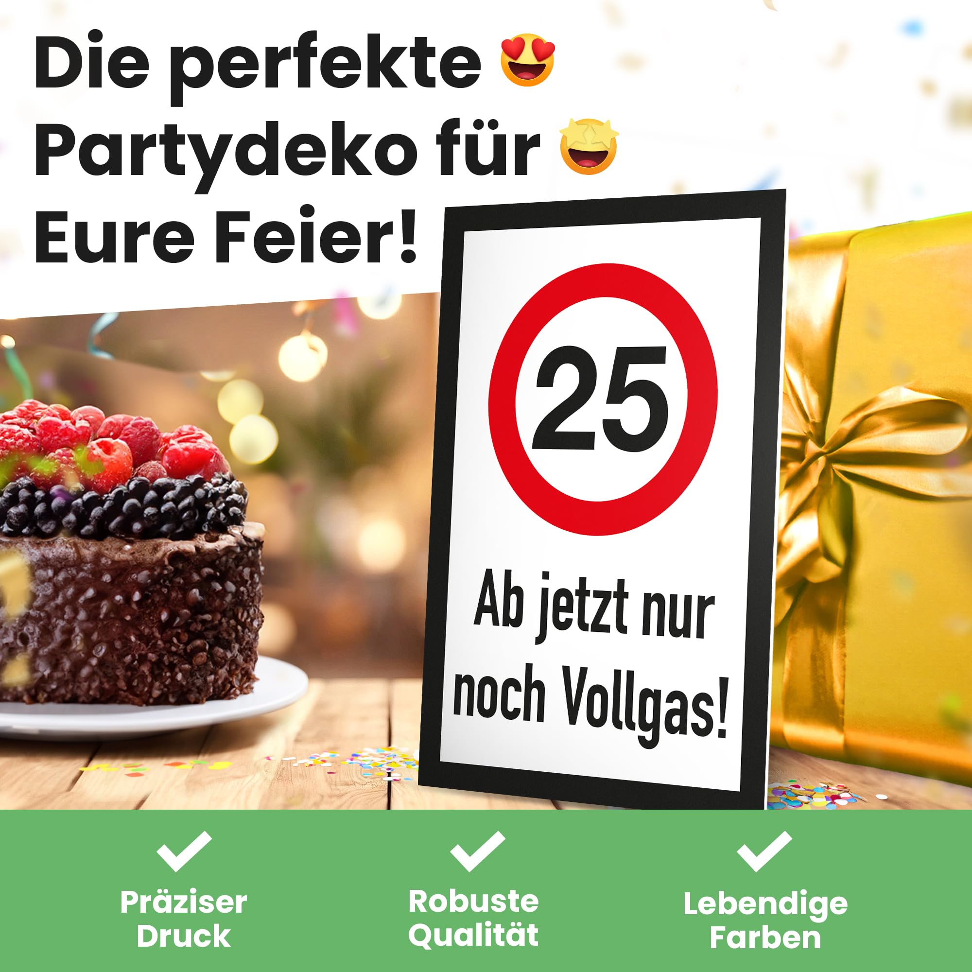 Targa Plastica Divertente 'Attenzione Ai 25 Anni' - Regalo 25° Compleanno Donna E Uomo, Decorazione Festa, 30x20 Cm, Idea Gag Per Amici E Parenti
