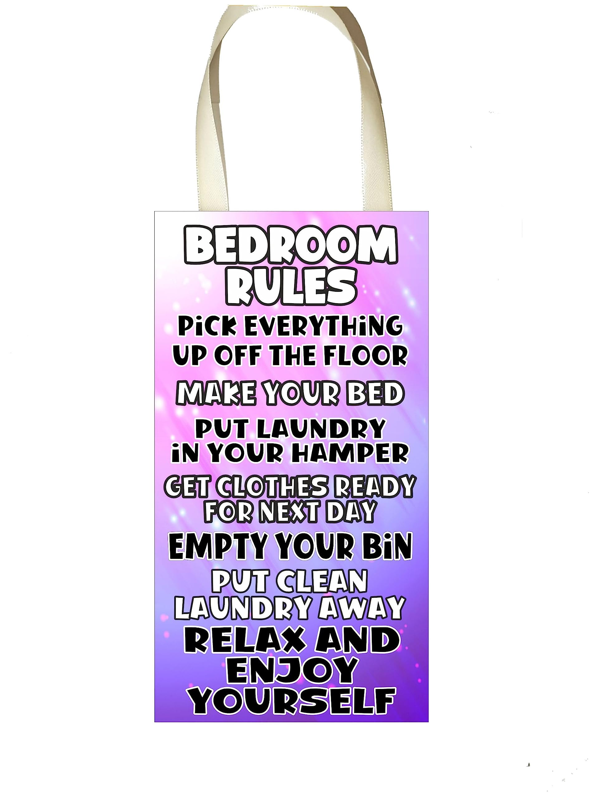 Decalarama Pink Bedroom Rules Plaque/Sign - Make Your Bed - Novelty Cute Fun Gift Present