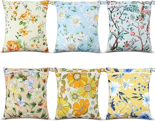 6 bolsas impermeables para pañales de tela, bolsa reutilizable para bebé, viajes, traje de baño, bolsa lavable con cremallera para cochecito,