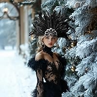 Vista 8 de HOMELEX Tocado de plumas negras para mujer, accesorios de carnaval caribeño