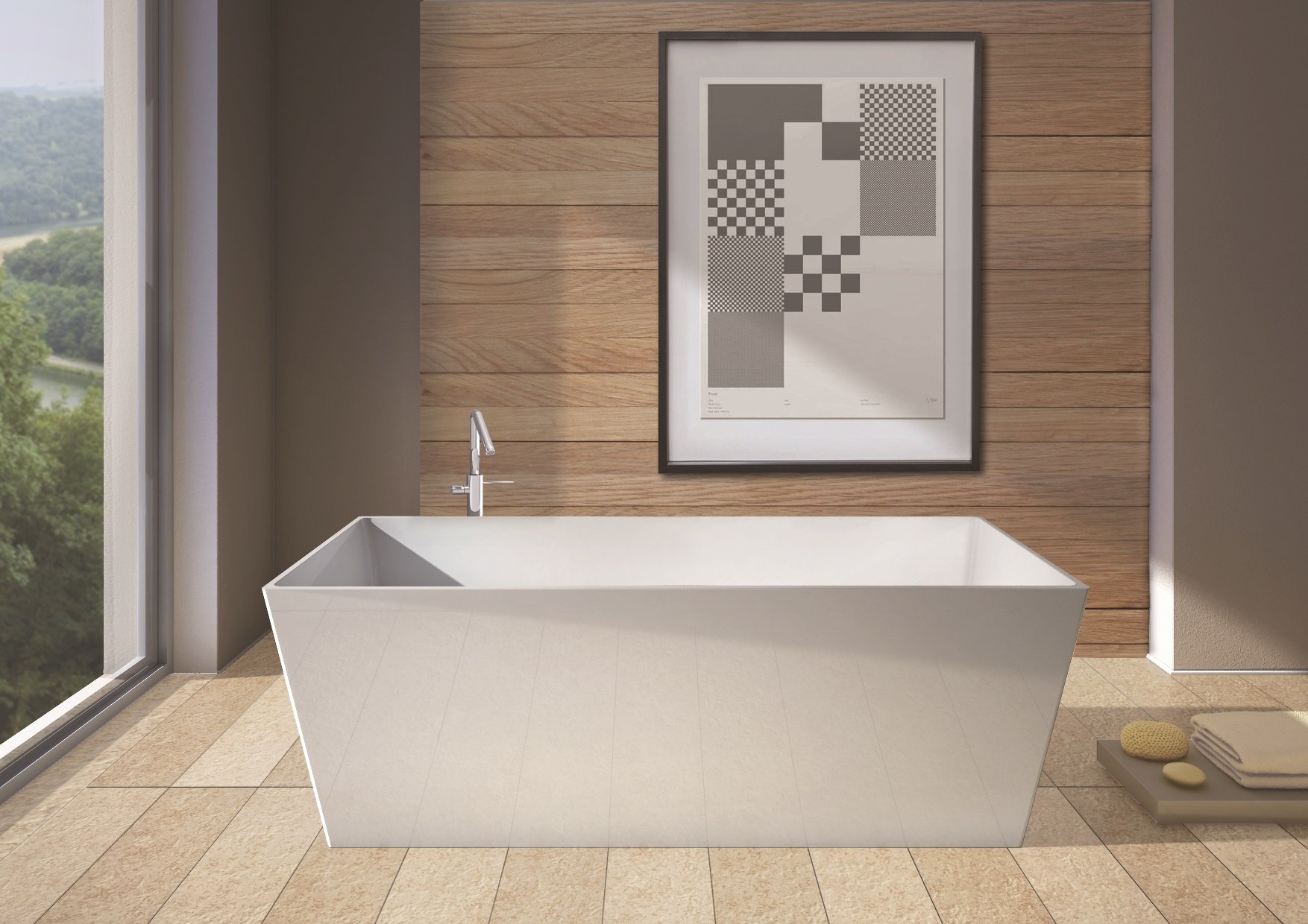 Kiamami Valentina Freistehende Badewanne Aus Marmor-Rekomposit – Oval, 360 Liter, Weiß, Inkl. Click-Clack-Ablauf – Elegantes Zentrum Fürs Badezimmer