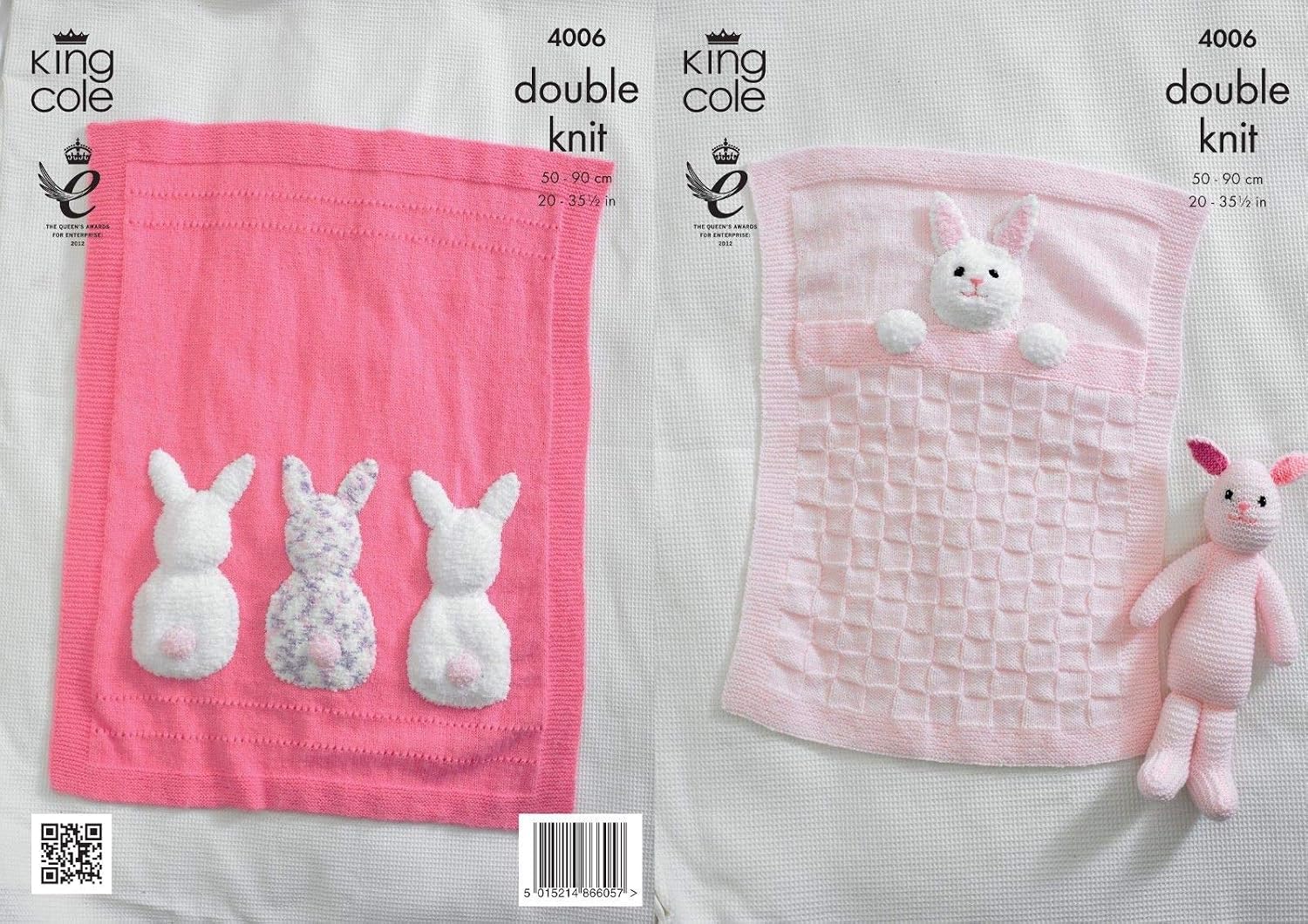 King Cole Double Knitting Pattern for Baby Blankets & Bunny Rabbit Toy Comfort Cuddles DK (4006)