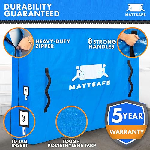 Miniatura 3 de Bolsa de colchón con 8 asas para mudanza y almacenamiento, tamaño King, funda reutilizable con cierre de cremallera fuerte, protección de colchón