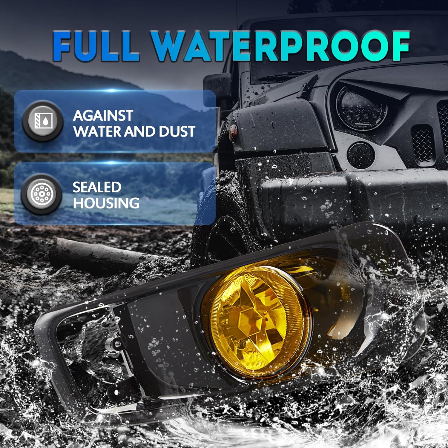 Fog Lights Lamps Replacement for 1999 2000 Honda Civic Fog Light Assembly Compatible with H3 12V 55W Bulbs, Switch and Wiring Kit