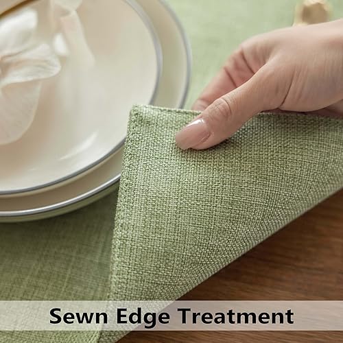 Miniatura 2 de Demetex Juego de 4 manteles individuales de lino lavables para cena, resistentes al calor, de tela salvia, resistentes a los arañazos, para mesa de