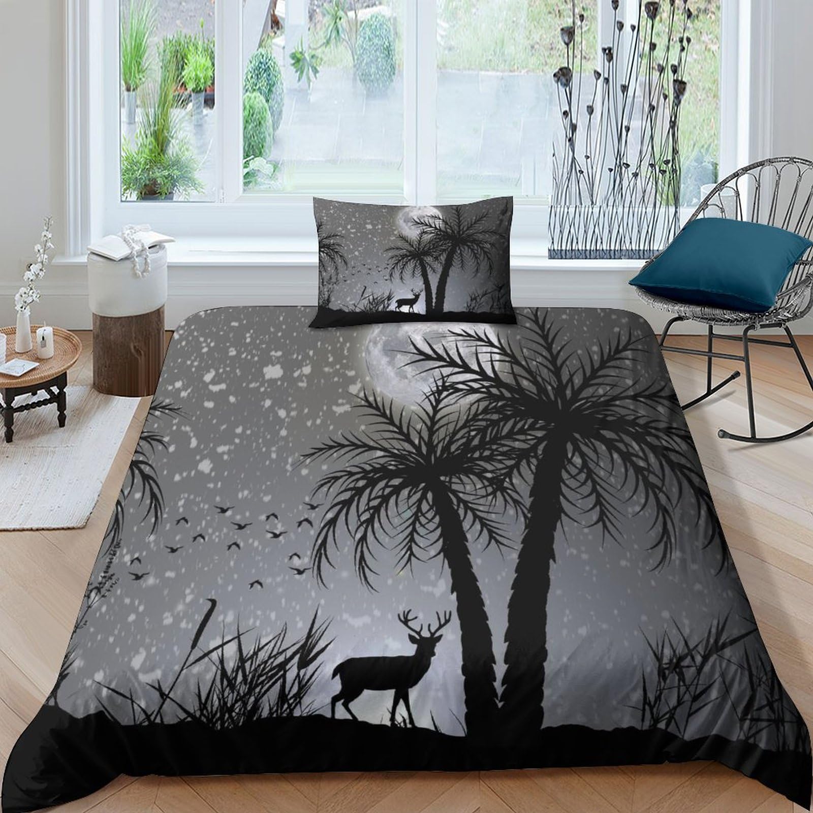 Housses de couettes cerf 3D en microfibre premium avec taies d'oreiller de lit