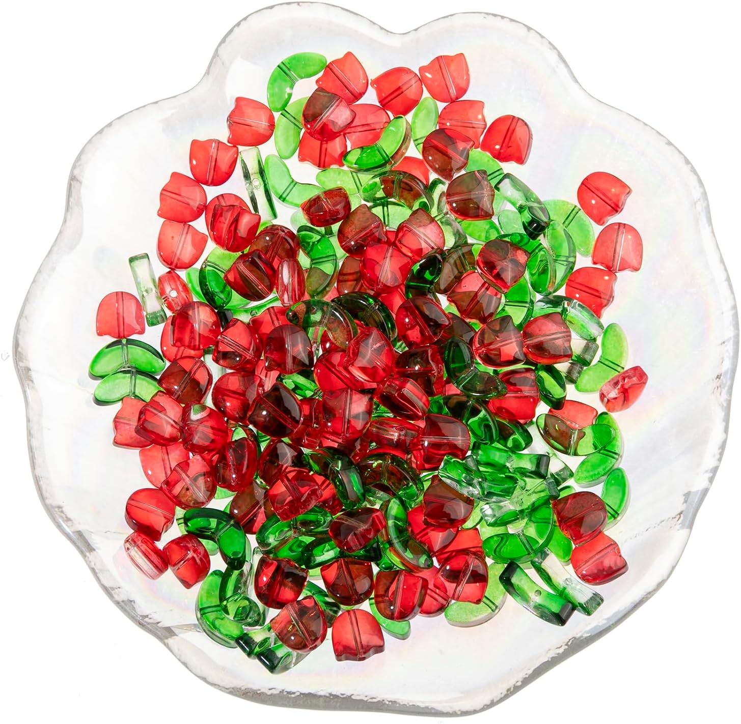 100 Sets (200pcs) Red Tulip Flower Beads Crystal Glass Beads Loose Bead for Women Jewelry Making DIY Bracelet Necklace Earrings Craft (Red) - Image 2