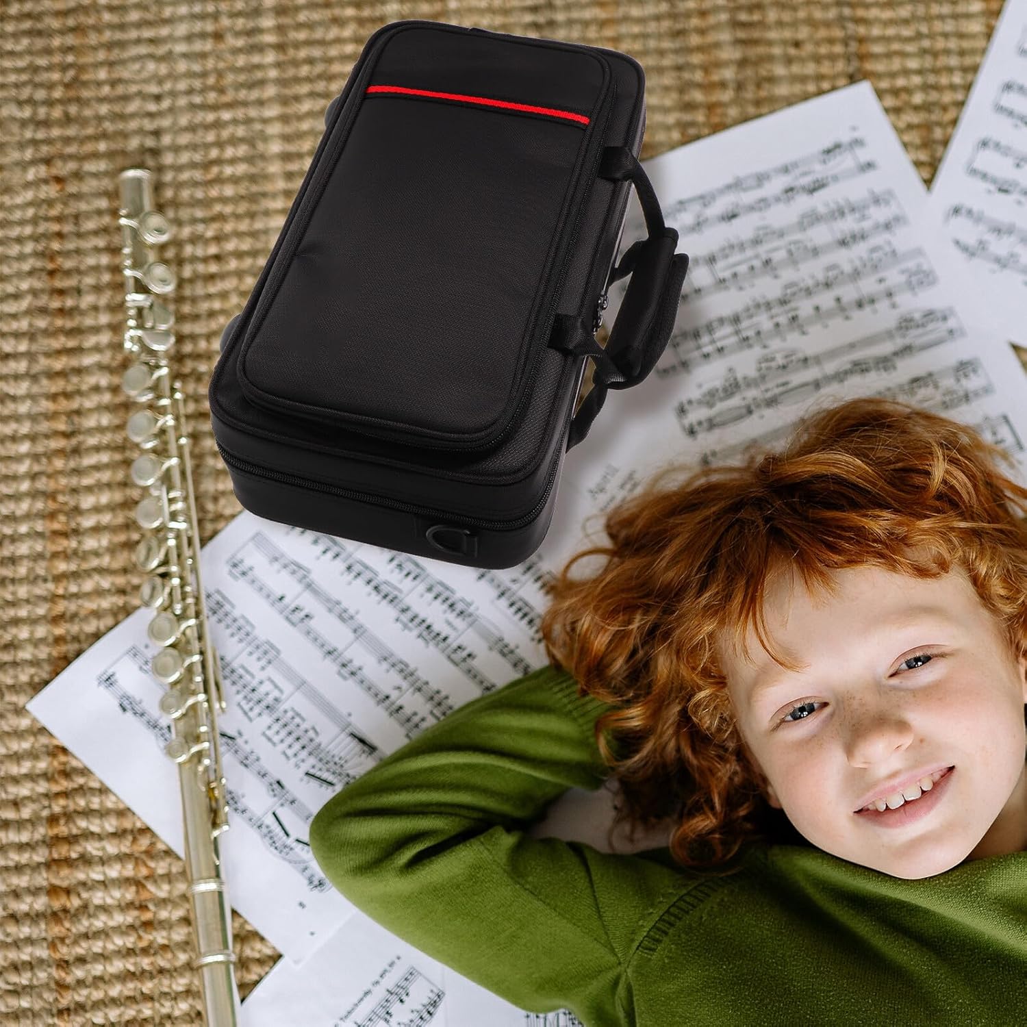 SUPVOX Clarinet Case with Zipper Double Strap Oxford Fabric Square Clarinet Pouch Black Instrument Storage Bag with Shoulder Strap for Woodwind Players